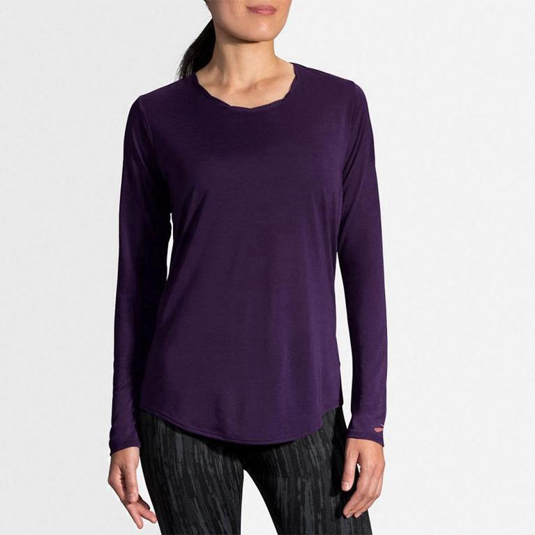 Brooks Distance Womens Long Sleeve Running Shirt - Purple - Philippines (307491RAV)